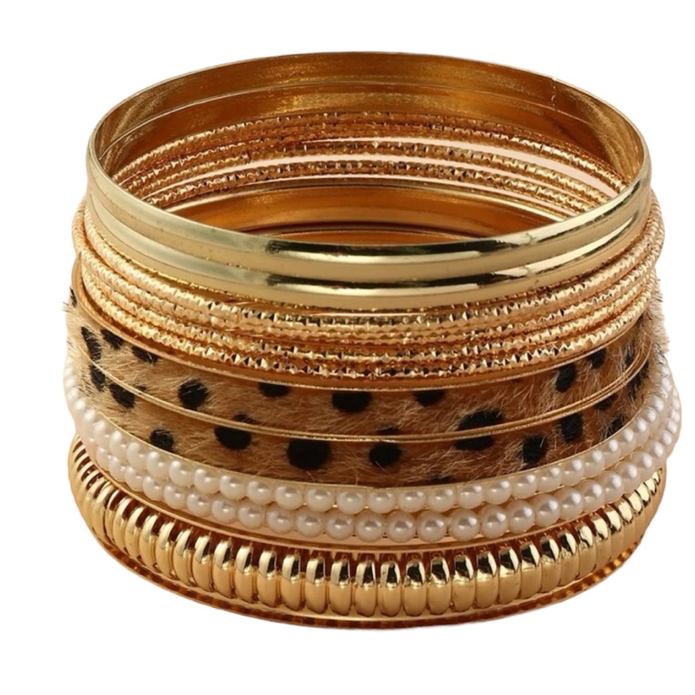 12 Piece Various Style Bangle Bracelets Set